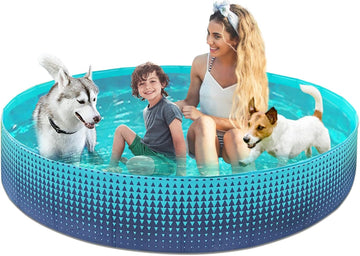 Jasonwell Foldable Dog Kiddie Pool - Hard Plastic Kids Paddling Pool Toddler Baby Swimming Pool for Backyard Collapsible Whelping Box Pet Doggie Cats Wading Pool Bathtub for Puppy Large Dogs 79In - Jasonwell